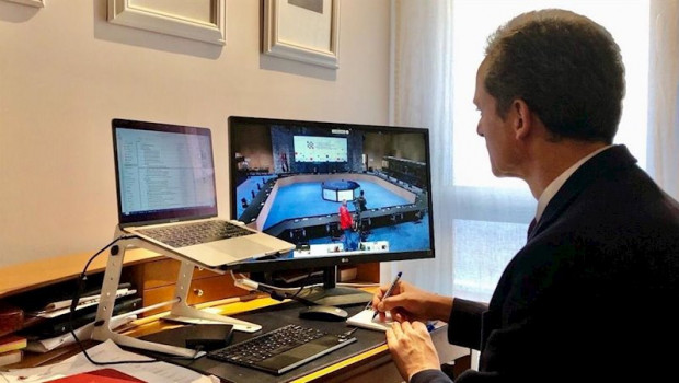 ep el ministro de ciencia e innovacion pedro duque en la reunion por videoconferencia con sus