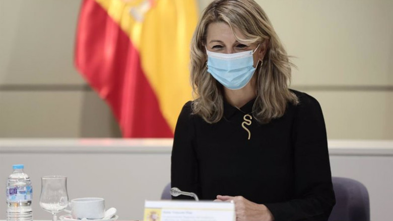 La presidenta segunda del Gobierno y Ministra de Trabajo y Economía Social, Yolanda Díaz, durante una reunión con los responsables de la Confederación Europea de Sindicatos (ETUC), a 29 de noviembre de 2021, en Madrid. | Eduardo Parra - Europa Press ep la presidenta segunda del gobierno y ministra de trabajo y economia social yolanda diaz durante