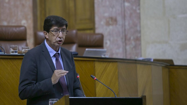 El vicepresidente de la Junta de Andalucía, Juan Marín, en sesión plenaria, durante su comparecencia sobre los efectos del temporal. Foto de archivo | María José López - Europa Press ep el vicepresidente de la junta de andalucia juan marin en sesion plenaria durante su comparecencia
