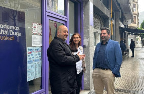 ep los dirigentes de podemos richar vaquero miren echeveste y victor lasa en san sebastian