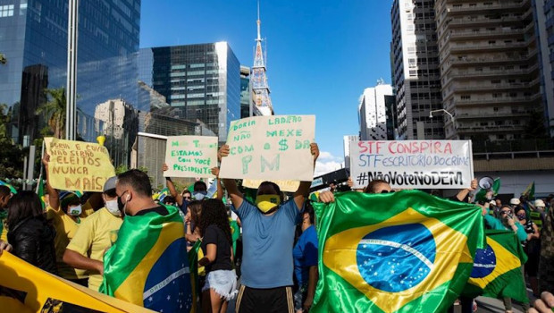 ep manifestacion a favor del presidente de brasil jair bolsonaro celebrada en sao paulo a primeros