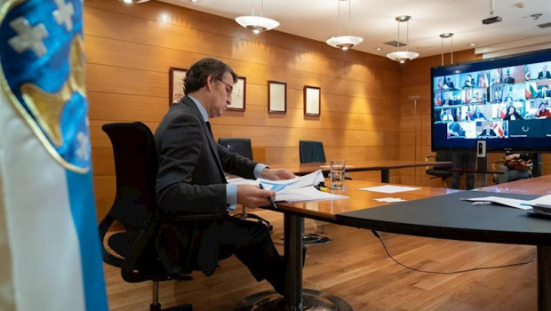 ep o titular do goberno galego na videoconferencia co presidente do goberno central e os presidentes