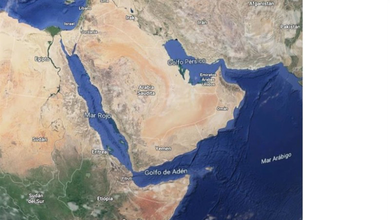 ep archivo   imagen de satelite de la peninsula arabiga el mar rojo y el estrecho de ormuz