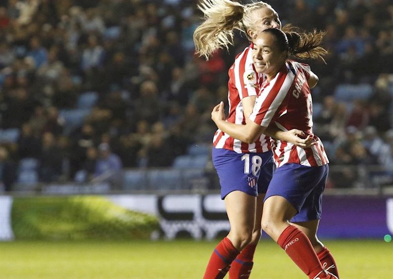 ep charlyn corral celebra un gol con el atletico de madrid