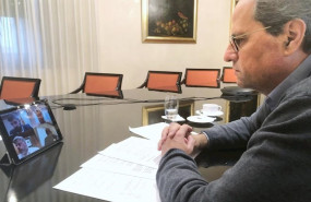 ep el presidente de la generaltiat quim torra en la reuniomn por videoconferencia con los grupos