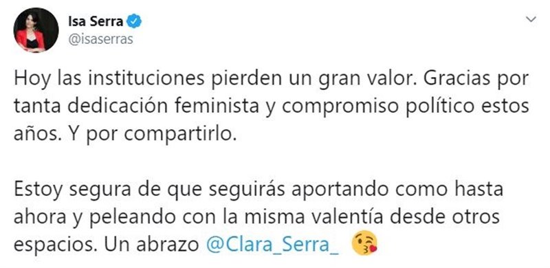 ep la portavoz de unidas podemos en la asamblea de madird isa serra lamenta la renuncia de su