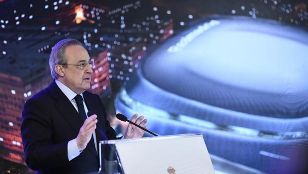 ep presidentereal madrid florentino perez duranteintervencionla presentacionla reformaestadio santiago bernabeu