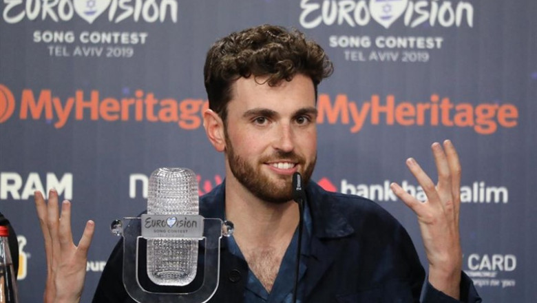 19 May 2019, Israel, Tel Aviv: Duncan Laurence from the Netherlands speaks during a press conference after winning the final of the 2019 Eurovision Song Contest. Photo: Ilia Yefimovich/dpa | Ilia Yefimovich/dpa - Archivo ep 19 may 2019 israel tel aviv duncan laurence from the netherlands speaks duringpress conference after winning the final of the 2019 eurovision song contest photo ilia yefimovichdpa