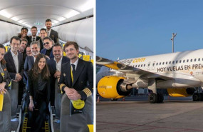 ep interior del avion que ha realizado el viaje con la tripulacion y el reparto del cort estamada