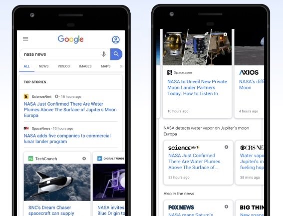 ep nbueva estructura de las noticias destacadas en el buscador de google