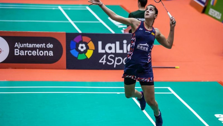ep carolina marin en pleno partido ep carolina marin en pleno partido