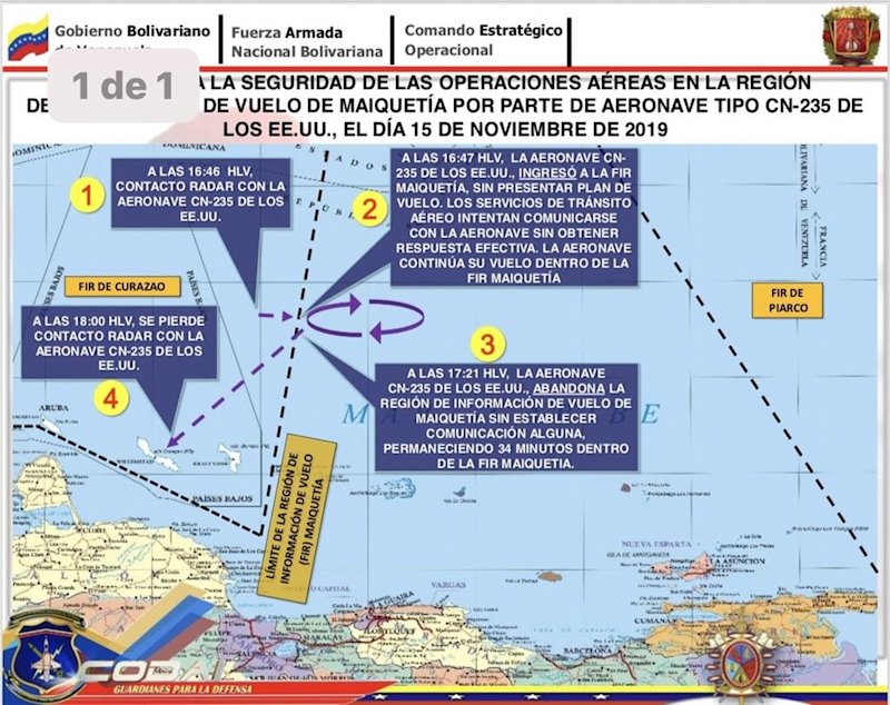 ep imagen del recorrido que ha realizado el avion estadounidense denunciado por el ceofanb