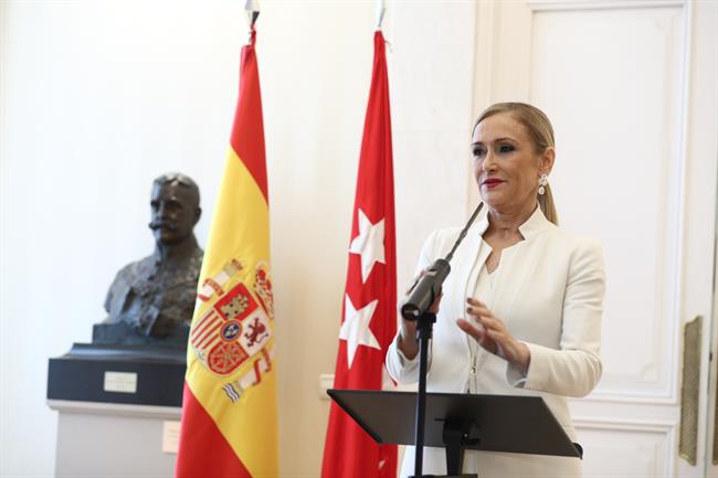 Cristina Cifuentes en la rueda de prensa en la que anunció su dimisión como presidente de la Comunidad de Madrid (imagen de archivo). | EUROPA PRESS ep ruedaprensacristina cifuentes