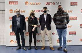 ep chema martinez y juana olmedo ccoo patrik bergareche just eat y alvaro vicioso ugt en la