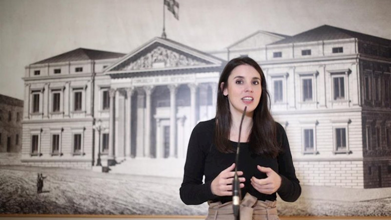 ep la portavoz de unidas podemos en el congreso de los diputados irene montero en rueda de prensa