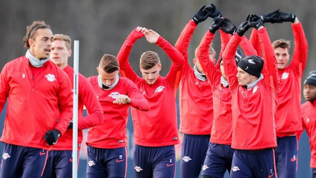 ep los jugadores del leipzig durante un entrenamiento antes del paron por el coronavirus