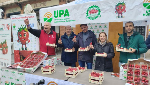 ep upa reparte fresas de huelva en merida para promocionar su calidad