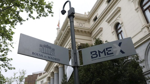 ep cartel que indica el edificio de la bolsa de madrid