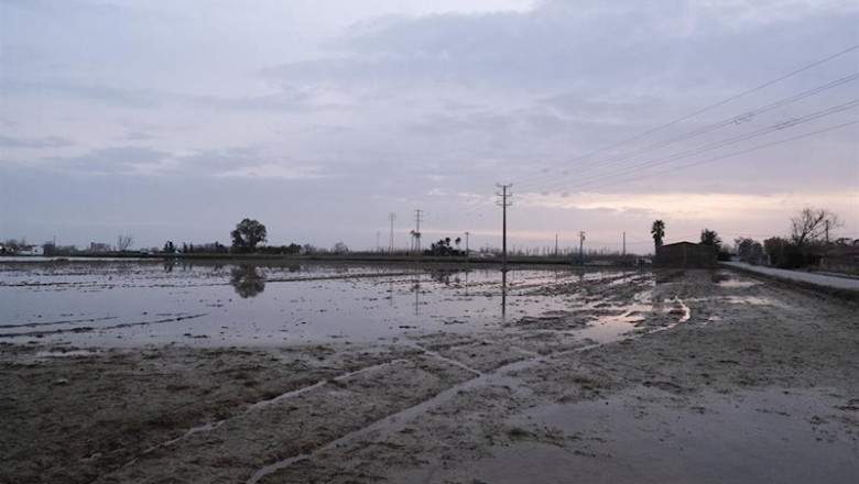 Zona cercana a Riumar (Tarragona), en el Delta del Ebro, inundada por la borrasca 'Gloria', en Riumar/Tarragona/Cataluña (España) a 24 de enero de 2020. | FABIÁN A. PONS - Europa Press ep cataluna espana a 24 de enero de 2020