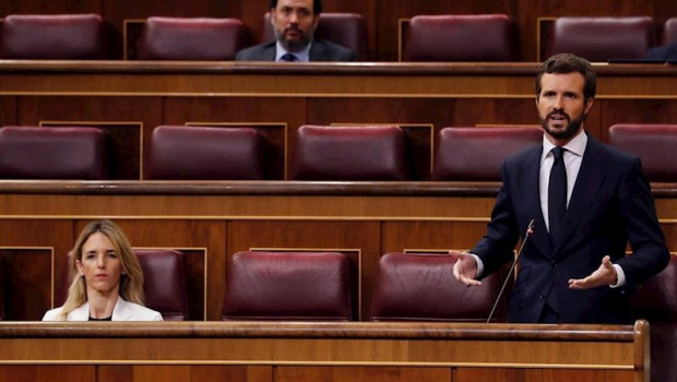 ep el lider del pp pablo casado interviene en la primera sesion de control al gobierno desde que se
