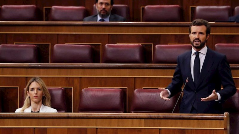 ep el lider del pp pablo casado interviene en la primera sesion de control al gobierno desde que se