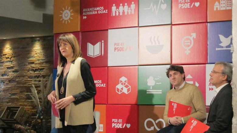 Los dirigentes socialistas Idoia Mendia, Eneko Andueza y Alfredo Retortillo en un acto preelectoral en Bilbao | EUROPA PRESS ep los dirigentes socialistas idoia mendia eneko andueza y alfredo retortillo en un acto