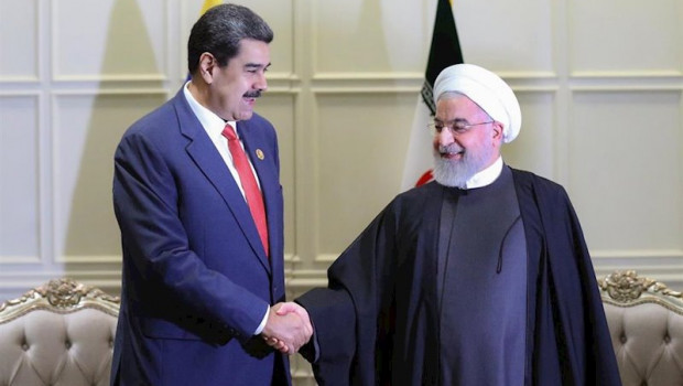 ep los presidentes de venezuela nicolas maduro e iran hasan rohani imagen de archivo