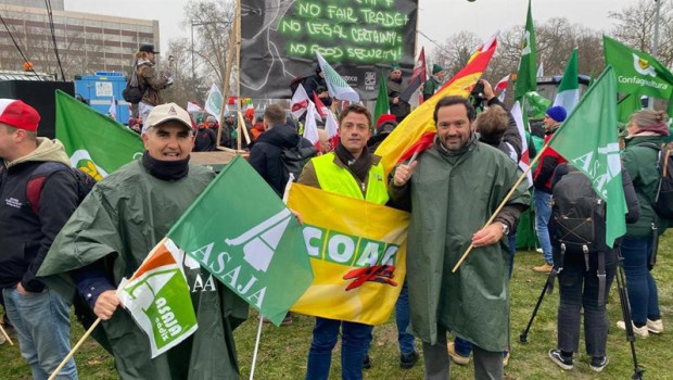 ep representantes de organizaciones agrarias en la manifestacion de bruselas contra el acuerdo de