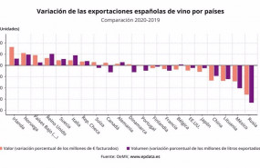 ep variacion de las exportaciones espanolas de vino por paises comparacion 2020-2019