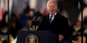 le president americain joe biden lors d un discours a varsovie en pologne 