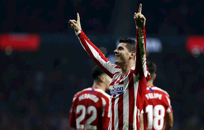 ep alvaro morata celebra un gol con el atletico de madrid