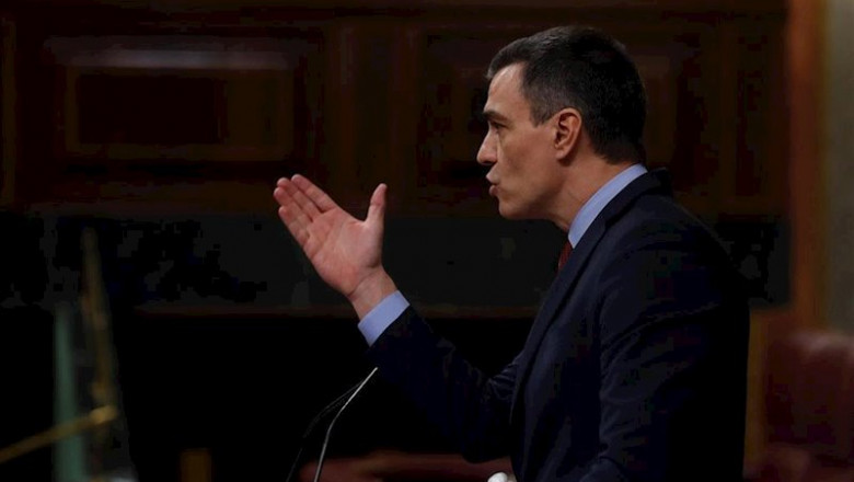 El presidente del Gobierno, Pedro Sánchez, en su comparecencia en el pleno en el Congreso que debate una nueva prórroga del estado de alarma. En Madrid, (España), a 22 de abril de 2020. | Pool ep el presidente del gobierno pedro sanchez en su comparecencia en el pleno en el congreso que