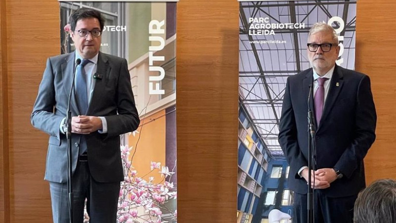 El secretario general del PSOE-M y ministro para la Transformación Digital y la Función Pública, Óscar López, y el alcalde de Lleida, Fèlix Larrosa, en rueda de prensa. | EUROPA PRESS ep el secretario general del psoe m y ministro para la transformacion digital y la funcion publica