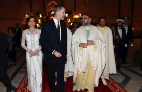 ep i-d la reina letizia el rey felipe vi y el rey mohamed vi a su llegada al palacio real de rabat