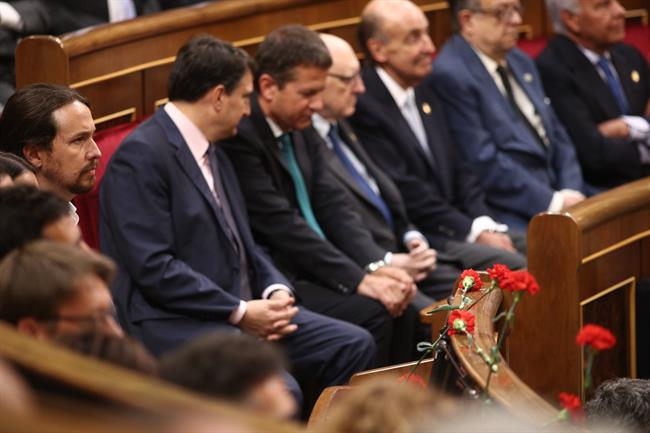 Pablo Iglesias durante el acto por el 40 aniversario de las elecciones de 1977 | EUROPA PRESS ep pablo iglesias duranteacto40 aniversariolas elecciones1977