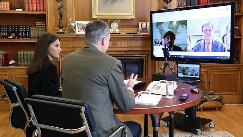 Videoconferencia de los Reyes con representantes del sector hotelero | CASA DEL REY ep videoconferencia de los reyes con representantes del sector hotelero