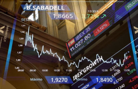 ep archivo   paneles en el palacio de la bolsa a 9 de mayo de 2024 en madrid espana