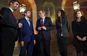 ep el conseller jordi puignero el presidente de la camara de barcelona joan candell el presidente de