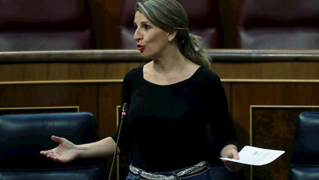 ep la ministra de trabajo yolanda diaz en una intervencion ante el pleno del congreso