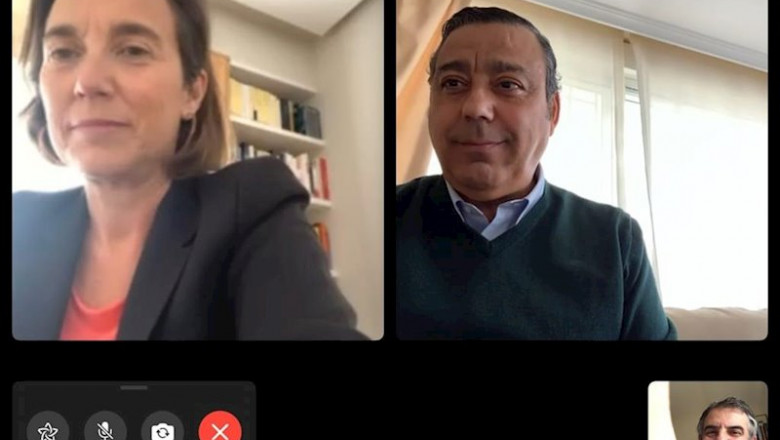 La vicesecretaria general de Política Social del PP, Cuca Gamarra, y el portavoz de Ciencia en el Senado, Juan María Vázquez, mantienen una reunión telemática con el presidente del Consejo General de Dentistas, Óscar Castro Reino | PARTIDO POPULAR ep la vicesecretaria general de politica social del pp cuca gamarra y el portavoz de ciencia en el