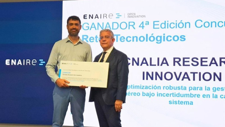 Luis Viso Domínguez recogió el premio a Tecnalia Research & Innovation durante la cuarta edición del concurso de retos tecnológicos. | ENAIRE ep luis viso dominguez recogio el premio a tecnalia research innovation durante la cuarta edicion