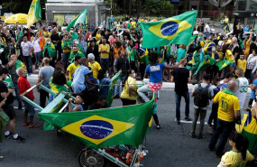 ep manifestacion de ciudadanos en sao paulo pidiendo la reapertura de negocios en el pais