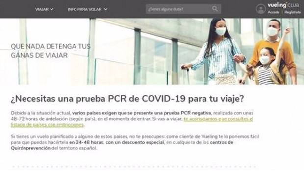 ep seccion de la pagina web de vueling para los clientes que necesiten un test pcr