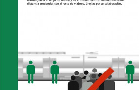 ep carteles que se distribuyen en trenes y estaciones de cercanias para que los viajeros no formen