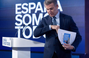 ep el presidente del partido popular alberto nunez feijoo tras una rueda de prensa en el espacio
