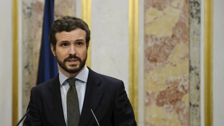ep el presidente del partido popular pablo casado en rueda de prensa despues de la sesion plenaria