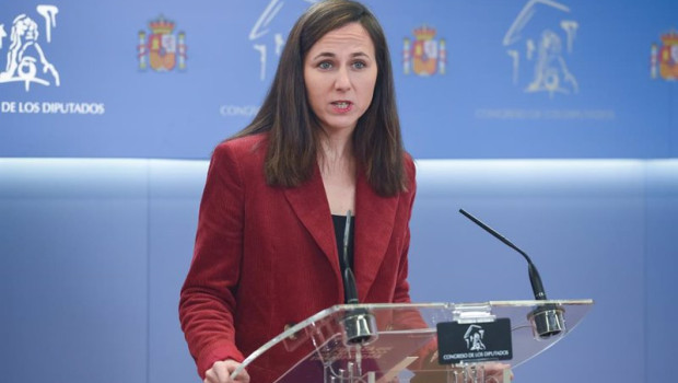 ep la secretaria general de podemos ione belarra durante una rueda de prensa anterior a la junta de