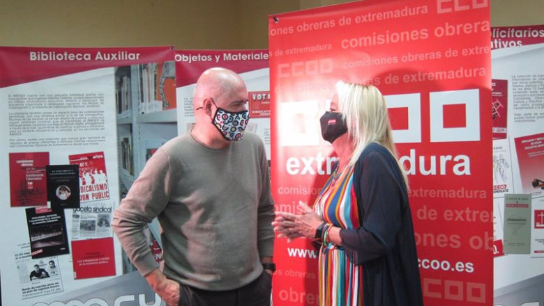 ep unai sordo charla con la secretaria general de ccoo extremadura encarna chacon