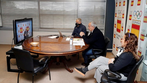ep el presidente del comite olimpico espanol coe alejandro blanco en una videoconferencia en la sede