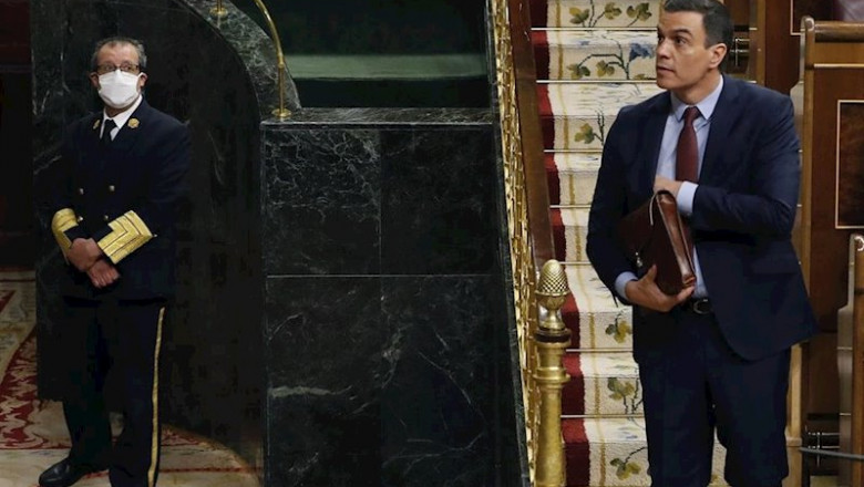 El presidente del Gobierno, Pedro Sánchez, participa en el pleno del Congreso este miércoles donde se autorizará otra prórroga del estado de alarma solicitada por el Gobierno, en Madrid (España), a 6 de mayo de 2020. | Pool ep el presidente del gobierno pedro sanchez participa en el pleno del congreso este miercoles donde